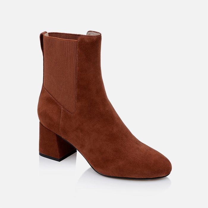 Downtown Brown Kid Suede Ankle Boot - Side View