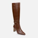 Downtown Brown Leather Knee Boot - Side View