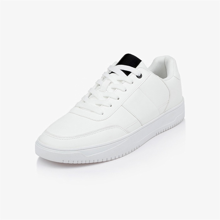 Giorgio White Lace Up with Navy Tongue Label - Side View