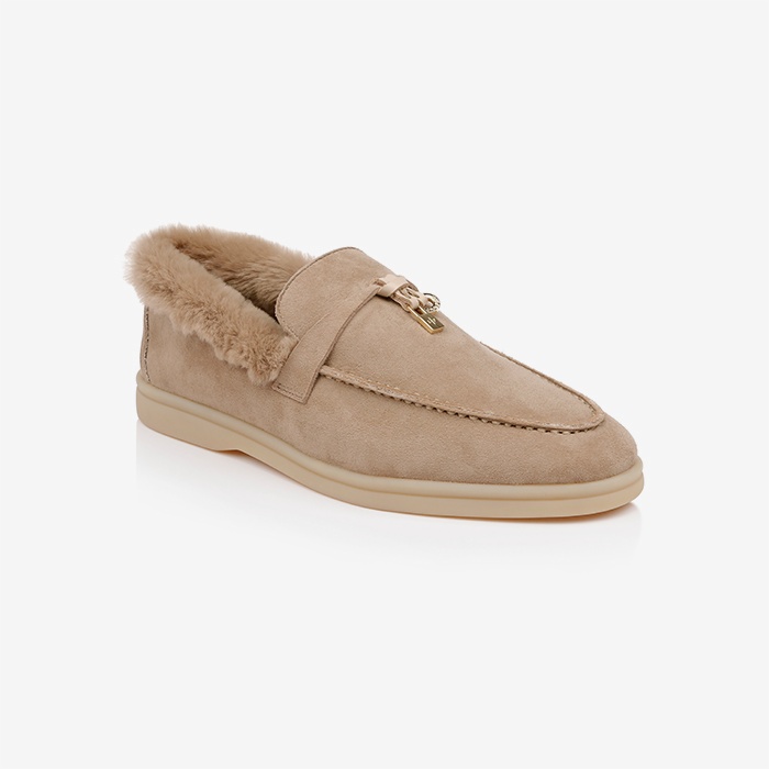 Light Brown Kid Suede Loafer - Side View