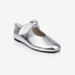 Metallic Silver Flat With Bow - Side View