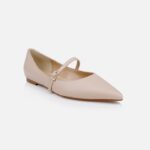 Nude Kid Leather Flat - Side View
