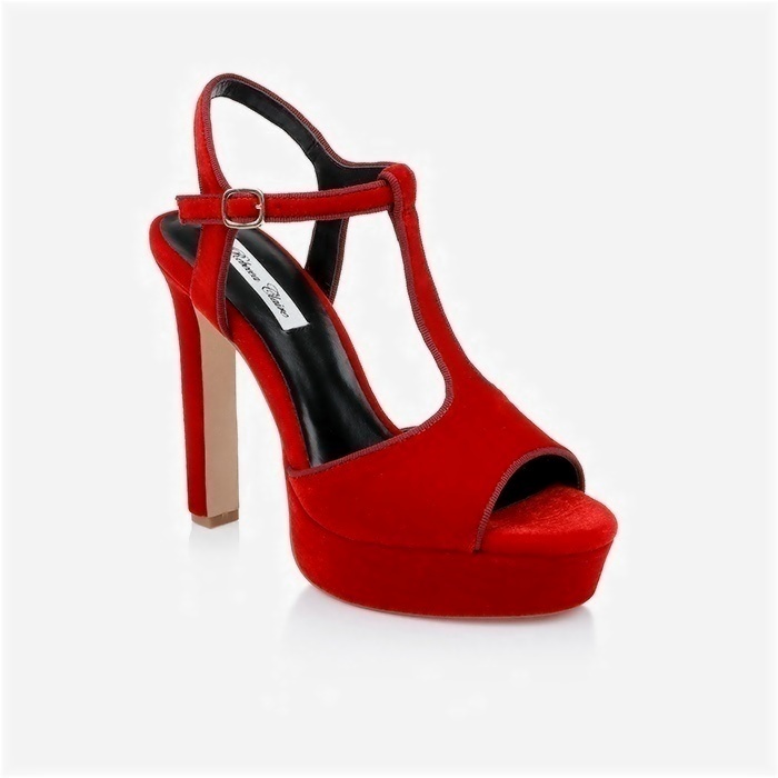 Racing Red Pleuche High Heel Sandal - Side View