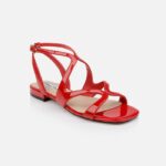 Red Patent Leather Flat Sandal - Side View