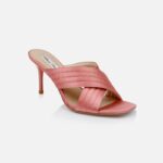 Rose Pink Satin Heel Sandal - Side View