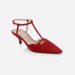 Rumba Red Kid Suede Strap Pump - Side View