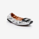 Shiny Silver Dancing Sandal - Side View