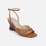 Tan Kid Leather Wedge Sandal - Side View