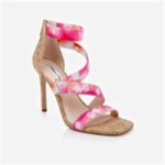 Tie Dye Elastic & Cork Stiletto Sandal - Side View