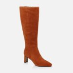 Umber Cow Suede Long Boot - Side View