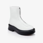 White Cow Leather Ankle Boot - Side View