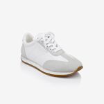 White Cow Suede&Nylon Fabric Sneaker - Side View