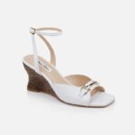 White Lizard Kid Leather Wedge Sansal - Side View