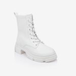 White Synthetic Leather Ankle Boot - Side View