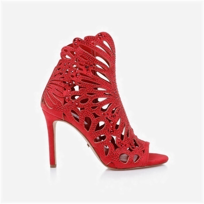 American Beauty Microsuede & Hotfix Stiletto Sandal - Back View