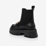 Black Chelsea ankle boot with chunky outsole - Back View