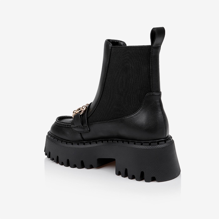 Black Chelsea ankle boot with chunky outsole - Back View