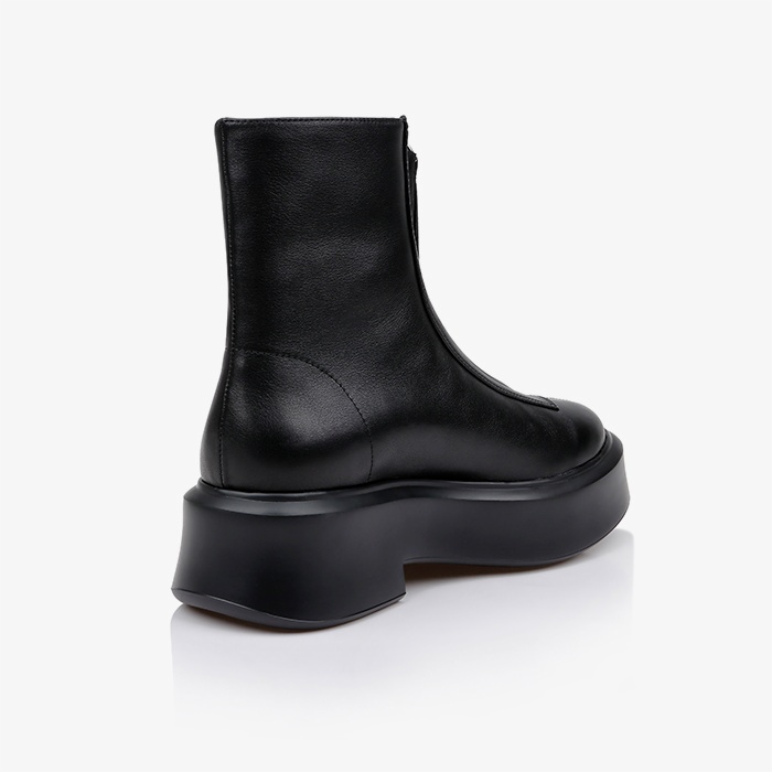 Black Cow Leather Ankle Boot - Back View