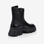 Black Cow Leather Ankle Boot - Back View
