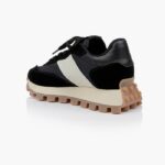 Black Cow Suede Leather & Nylon Fabric Sneaker - Back View