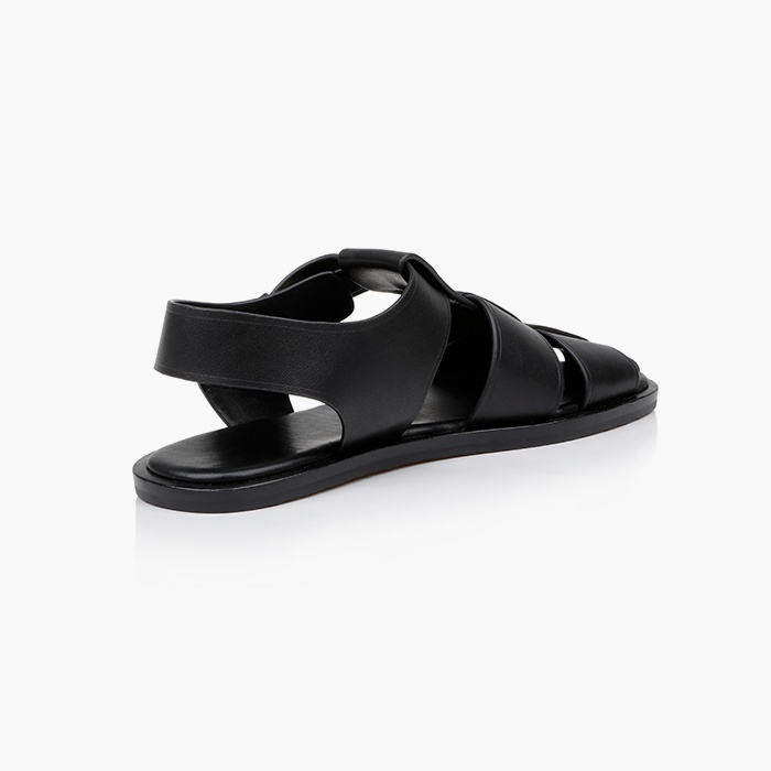 Black Crepe Sandal - Back View