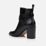 Black High Shine Cow Leather Ankle Boot - Back View