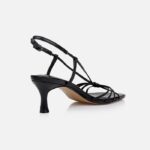 Black Kid Leather Slingback Sandal - Back View