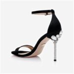 Black Lux Satin High Heel Sandal - Back View