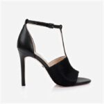 Black Mesh & Kid Leather Stiletto Sandal - Back View