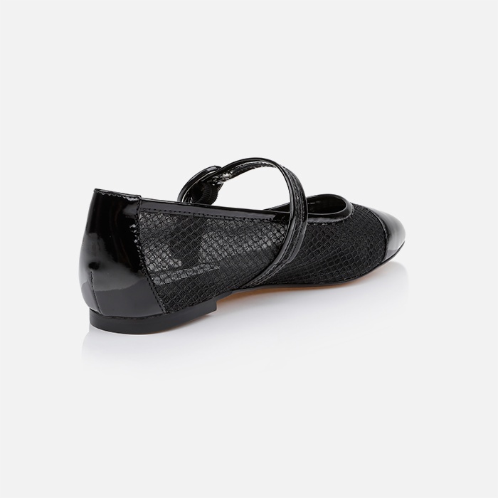 Black Mesh Maryjane Flat - Back View