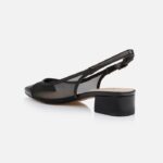 Black Mesh & Kid Leather Sandal - Back View