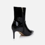 Black Patent Leather Ankle Boot - Back View