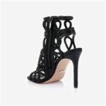 Black Shimmer Sand Fabric & Laser & Hotfix Stiletto Sandal - Back View