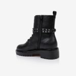 Black Synthetic Leather Ankle Boots - Back View