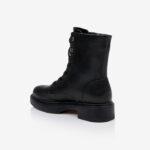 Black Synthetic Leather Ankle Boot - Back View
