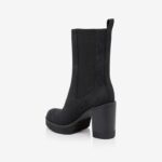 Black Synthetic Leather Elastic Boots - Back View