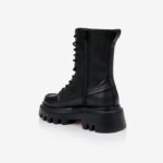 Black Synthetic Leather High Ankle Boots - Back View