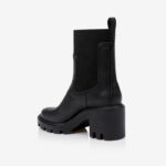 Black Synthetic Leather High Ankle Boot - Back View