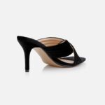 Black Velvet Heel Sandal - Back View