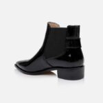 Black crinkle patent leather ankle boot - Back View