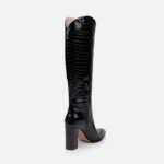 Black croc leather knee boot - Back View