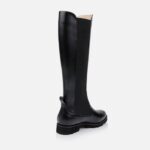 Black high shine cow leather knee boot - Back View