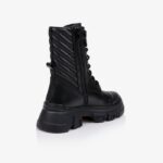 Black leather high ankle boot - Back View