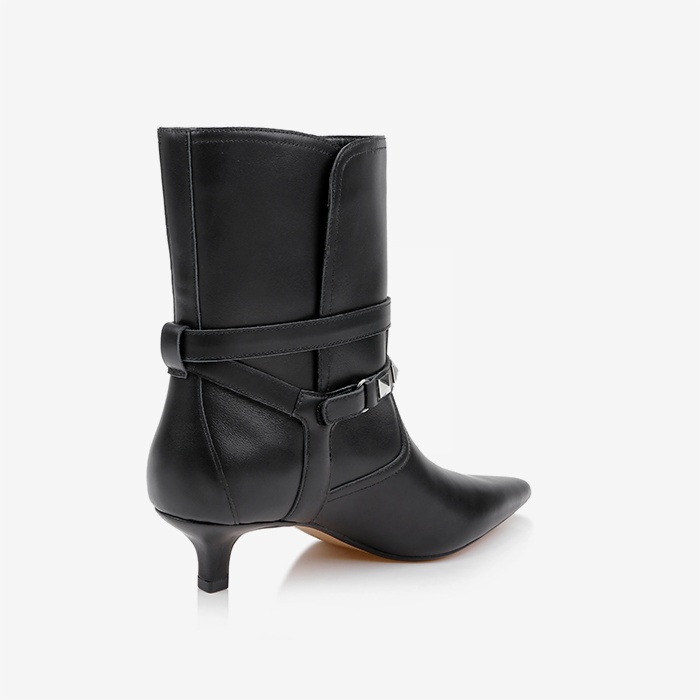 Black leather ankle boot - Back View