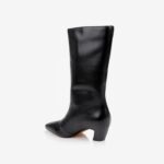 Black leather high ankle boot - Back View