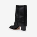 Black synthetic leather high ankle boot - Back View