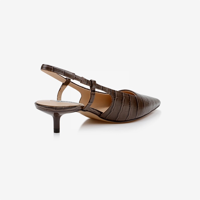 Brown Low Heel Slingback - Back View