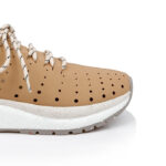 Brown Micro Suede Lace-up Sneaker - Back View