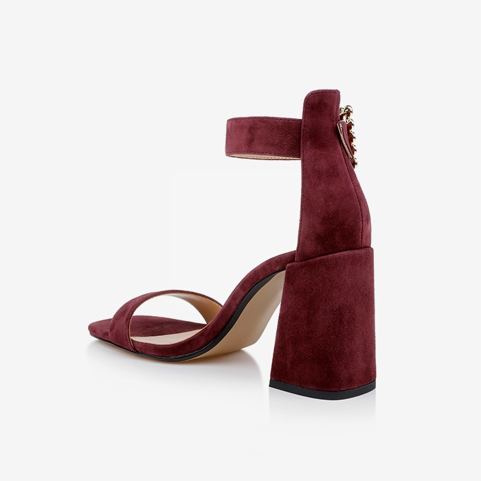 Burgundy Block Heel Sandal - Back View