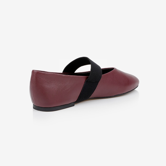 Burgundy Flat With Wide Elastic Band - Back View